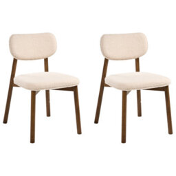 Beliani Set Of 2 Dining Chairs Mills Boucle Brown/ Light Beige - thumbnail 4