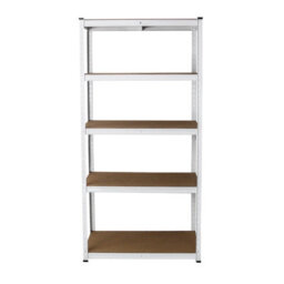 MonsterShop 3 White Garage Shelving Units 5 Tier Racking Storage Warehouse Bays Industrial Heavy Duty Boltless Steel Shelves - thumbnail 2