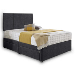 Dining Tables Chelsea Headboard Divan Set, 2 Drawer On Same Side With Sprung 1500 Comfort Mattress - Chenille Charcoal - King - thumbnail 4