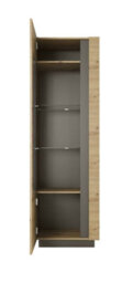 Arte Arco Contemporary Tall Display Cabinet 1 Hinged Door 4 Shelves Oak Artisan Effect & Graphite (H)1940mm (W)600mm (D)400mm - thumbnail 2