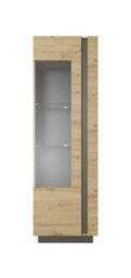 Arte Arco Contemporary Tall Display Cabinet 1 Hinged Door 4 Shelves Oak Artisan Effect & Graphite (H)1940mm (W)600mm (D)400mm - thumbnail 3
