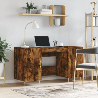 Berkfield Desk Smoked Oak 140X50X75 Cm Engineered Wood - image 1