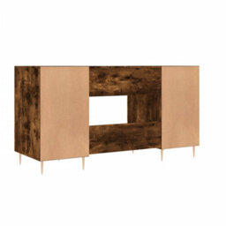 Berkfield Desk Smoked Oak 140X50X75 Cm Engineered Wood - thumbnail 8