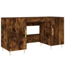 Berkfield Desk Smoked Oak 140X50X75 Cm Engineered Wood - thumbnail 2