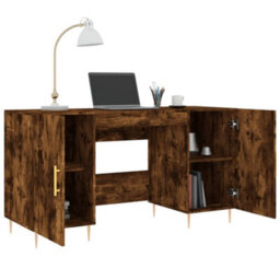 Berkfield Desk Smoked Oak 140X50X75 Cm Engineered Wood - thumbnail 4