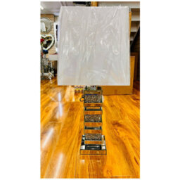 Biznest Mirrored Rectangle 3 Crushed Diamond Box Table Lamp Beautiful Bedside & Desk Table Lamp Height 71Cm Width 38Cm