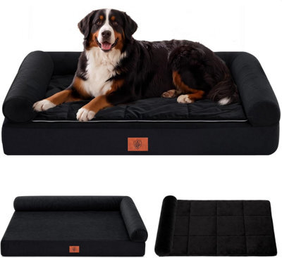 Luckracer Large Dog Bed Sofa Washable Orthopedic Dog Beds Brown 110X79X16Cm - image 1