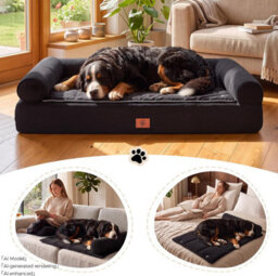 Luckracer Large Dog Bed Sofa Washable Orthopedic Dog Beds Brown 110X79X16Cm - thumbnail 3