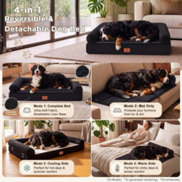 Luckracer Large Dog Bed Sofa Washable Orthopedic Dog Beds Brown 110X79X16Cm - thumbnail 5
