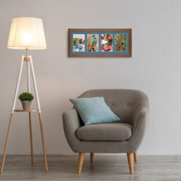 AK Frames 50X20Cm Walnut Modern Multi Photo Frame With Pompadour Mount - Holds 4 Apertures (4X) 6X4 Photos - thumbnail 3