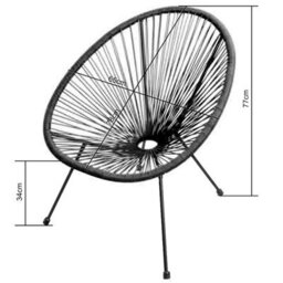 Southbury Designer Egg  String Chair Bistro Garden Set - Black - thumbnail 5