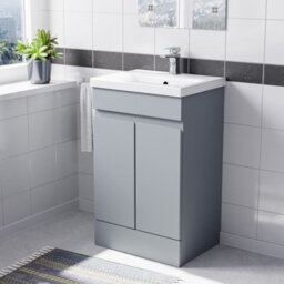 Nes Home Matte Grey 500mm Pvc Freestanding Bathroom Basin Vanity Unit