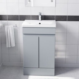 Nes Home Matte Grey 500mm Pvc Freestanding Bathroom Basin Vanity Unit - thumbnail 2