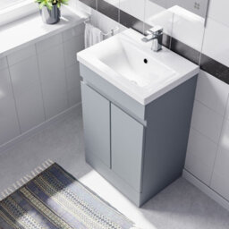 Nes Home Matte Grey 500mm Pvc Freestanding Bathroom Basin Vanity Unit - thumbnail 4