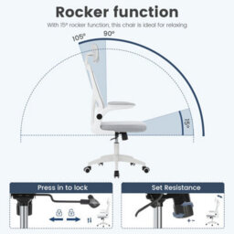 White Office Chair Computer Desk Chairs Back Mesh Ergonomic Swivel Gas Lift Home - thumbnail 6
