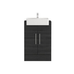 Royal Bathrooms Elena 600mm Floor Standing Bathroom Vanity Sink Unit Hale Black 2 Door With Semi Recessed Basin - thumbnail 6