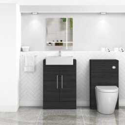 Royal Bathrooms Elena 600mm Floor Standing Bathroom Vanity Sink Unit Hale Black 2 Door With Semi Recessed Basin - thumbnail 4