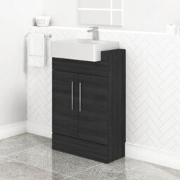 Royal Bathrooms Elena 600mm Floor Standing Bathroom Vanity Sink Unit Hale Black 2 Door With Semi Recessed Basin - thumbnail 5