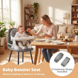Gainoom 9-In-1 Convertible High Chair Dark Grey For Babies And Toddlers Baby Booster Seat With Waterproof Seat Cushion - thumbnail 7