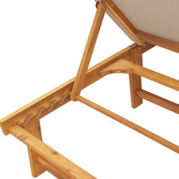 Berkfield Sun Lounger With Table Taupe Solid Wood Acacia And Textilene - thumbnail 8