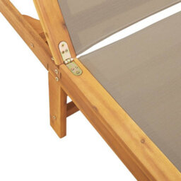 Berkfield Sun Lounger With Table Taupe Solid Wood Acacia And Textilene - thumbnail 7