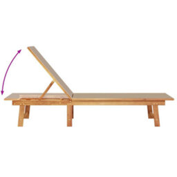 Berkfield Sun Lounger With Table Taupe Solid Wood Acacia And Textilene - thumbnail 6