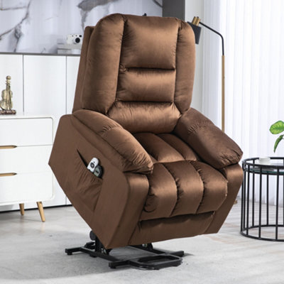 Homcom Lift Chair With Vibration Massage, Heat, Quick Assembly, Brown - image 1