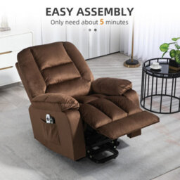 Homcom Lift Chair With Vibration Massage, Heat, Quick Assembly, Brown - thumbnail 8