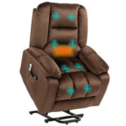 Homcom Lift Chair With Vibration Massage, Heat, Quick Assembly, Brown - thumbnail 2