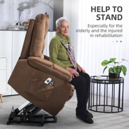 Homcom Lift Chair With Vibration Massage, Heat, Quick Assembly, Brown - thumbnail 4