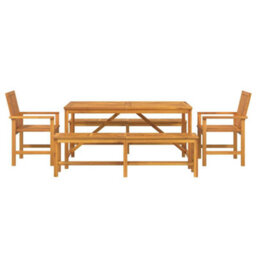 Berkfield Garden Dining Set 5 Pcs Brown 150 X 90 X 74 Cm - thumbnail 8