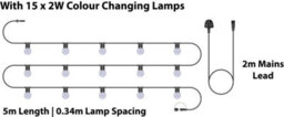 Eagle Connect Festoon Black Rubber Ip44 5M/15X2W Colour Changing Lamp - thumbnail 2