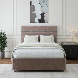 Bedmaster Silver Chenille Divan Base And Lined Headboard King Size - thumbnail 1
