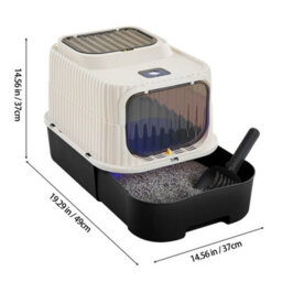 Living And Home Black Double-Door Detachable Cat Litter Box With Uv Sterilisation, Pull-Out Tray And Scoop, 37Cm W X 49Cm D X 37Cm H - thumbnail 6