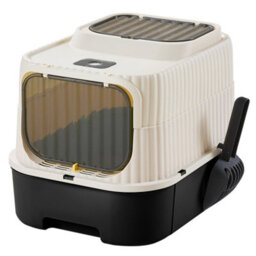 Living And Home Black Double-Door Detachable Cat Litter Box With Uv Sterilisation, Pull-Out Tray And Scoop, 37Cm W X 49Cm D X 37Cm H - thumbnail 2