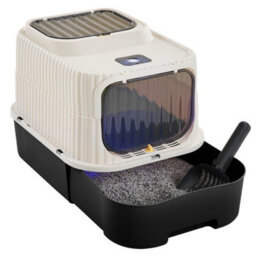 Living And Home Black Double-Door Detachable Cat Litter Box With Uv Sterilisation, Pull-Out Tray And Scoop, 37Cm W X 49Cm D X 37Cm H - thumbnail 1