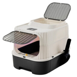 Living And Home Black Double-Door Detachable Cat Litter Box With Uv Sterilisation, Pull-Out Tray And Scoop, 37Cm W X 49Cm D X 37Cm H - thumbnail 3