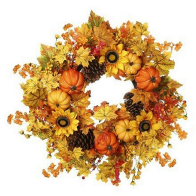 Xl Autumn Pumpkin Sunflower Door Wreath