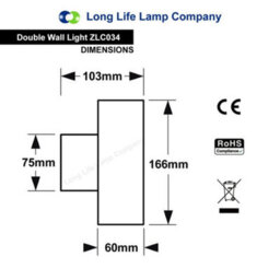 Long Life Lamps Company Stainless Steel Up Down Wall Light Gu10 Ip20 Double Wall Light Zlc034 Indoor Use Only - thumbnail 2