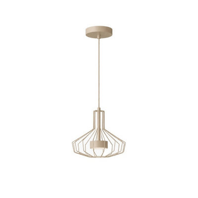 Luminosa Lighting Luminosa Axia Wire Frame Pendant Ceiling Light Beige 1X Gx53 - image 1