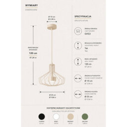 Luminosa Lighting Luminosa Axia Wire Frame Pendant Ceiling Light Beige 1X Gx53 - thumbnail 4