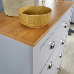 Chest 4 Drawers Bedroom Furniture Grey Oak Top Metal - thumbnail 4