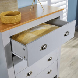 Chest 4 Drawers Bedroom Furniture Grey Oak Top Metal - thumbnail 6