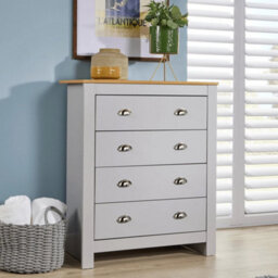 Chest 4 Drawers Bedroom Furniture Grey Oak Top Metal - thumbnail 2