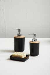 Orsina Eco-Friendly Black Soap Dish, Removable Bamboo Insert Soap Tray, Modern Soap Case Holder, Bath Soap Holder - thumbnail 4