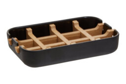 Orsina Eco-Friendly Black Soap Dish, Removable Bamboo Insert Soap Tray, Modern Soap Case Holder, Bath Soap Holder - thumbnail 3