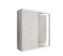 Arte Chic White Geneva T2 Sliding Door Wardrobe W1800mm H2000mm D620mm - Modern Design, Mirrored Door, Gold Handles - thumbnail 1
