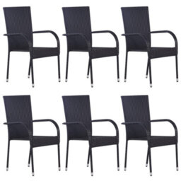 Berkfield 7 Piece Garden Dining Set Poly Rattan Black - thumbnail 3