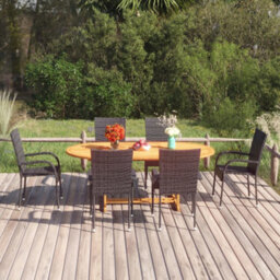 Berkfield 7 Piece Garden Dining Set Poly Rattan Black - thumbnail 1