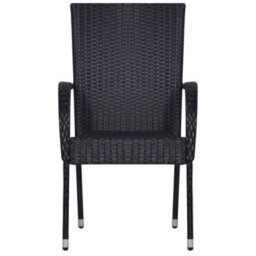 Berkfield 7 Piece Garden Dining Set Poly Rattan Black - thumbnail 5